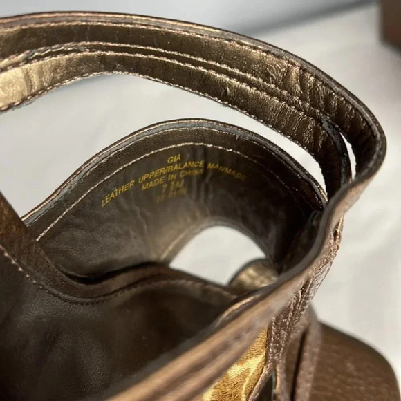 LIZ CLAIBORNE Giraffe Print Square Toe Wedge  Sandals Metallic Bronze Size 7.5 - Picture 7 of 13